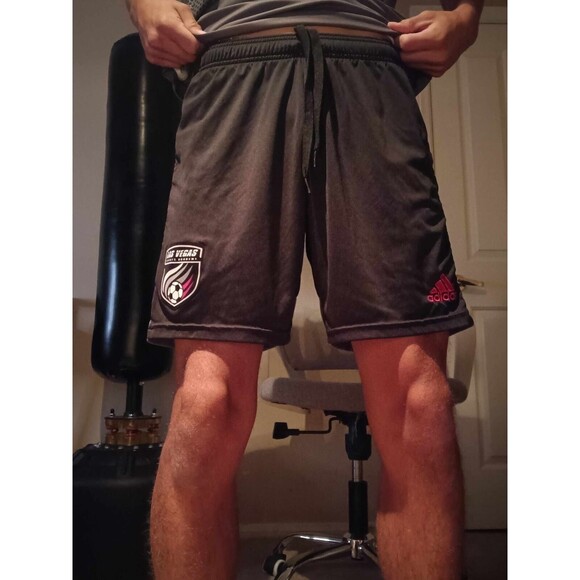 Adidas Vintage Rare Silky Soccer Shorts Sports Black Red Medium - Picture 6 of 12